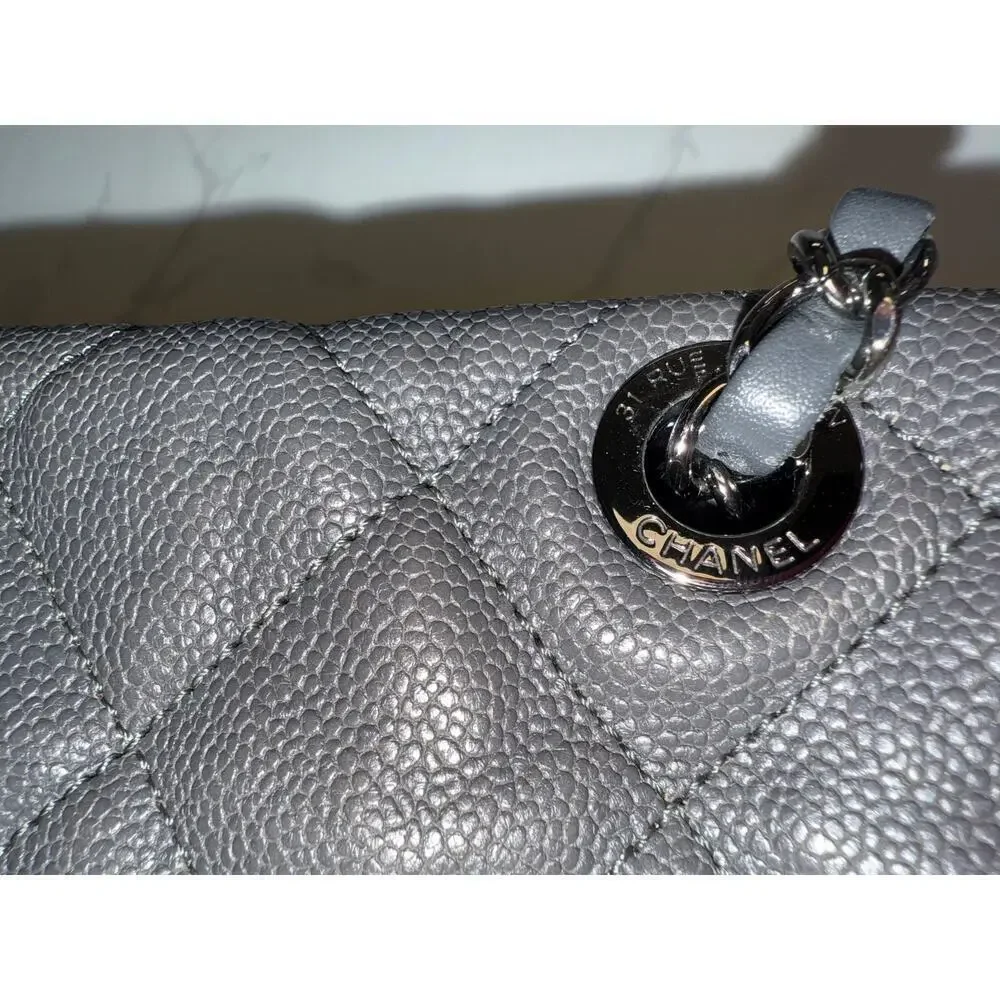 Chanel French Riviera Flap Bag in Dark Grey Caviar